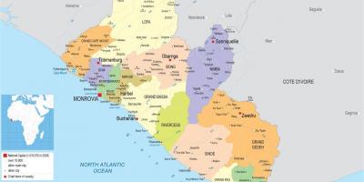 Mapa de dibuixar el mapa polític de Libèria