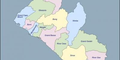Mapa de Libèria comarques