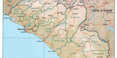 Mapa del mapa geogràfic de Libèria