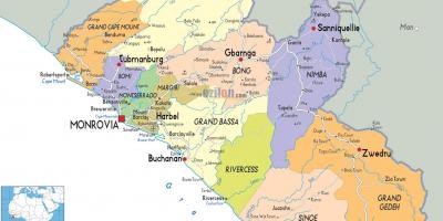 El mapa polític de Libèria
