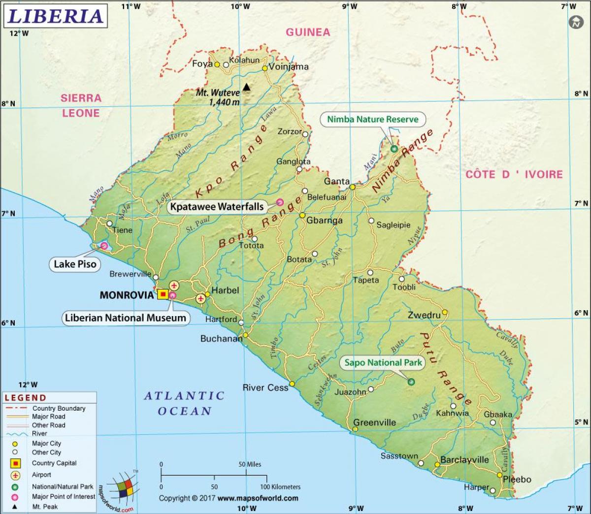 el mapa de Libèria