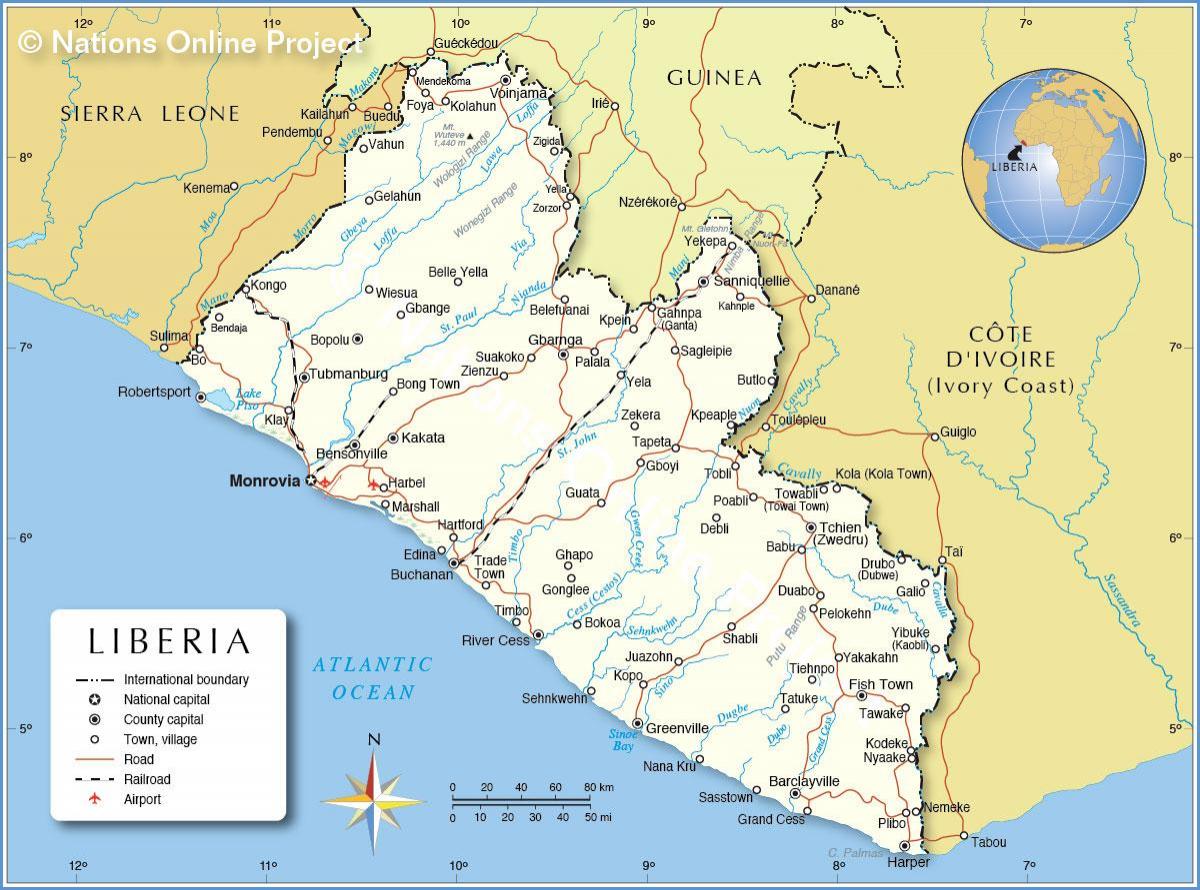 mapa de Libèria àfrica de l'oest