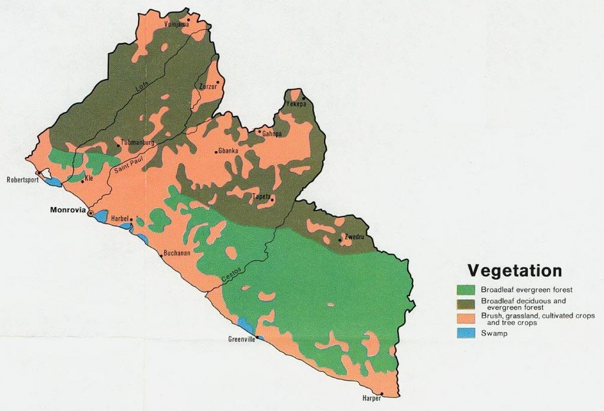 mapa de vegetació el mapa de Libèria